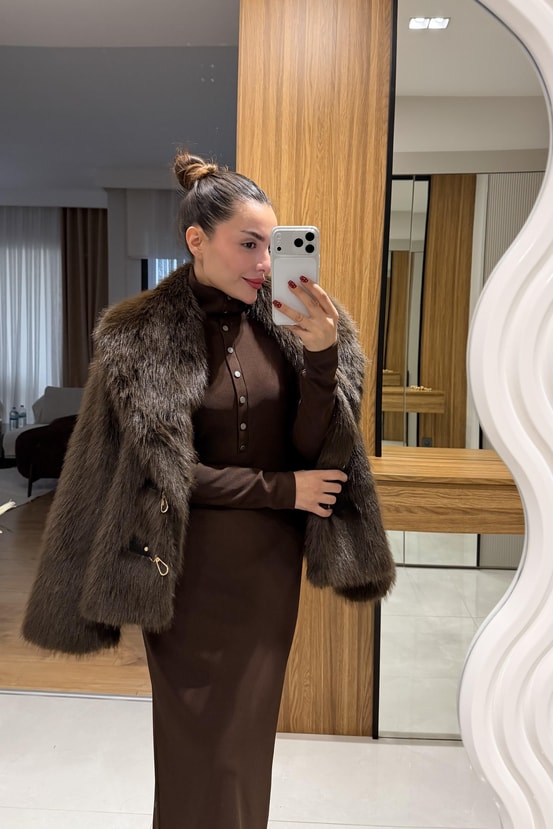 Borgi Kahve Yakalı Kürk
