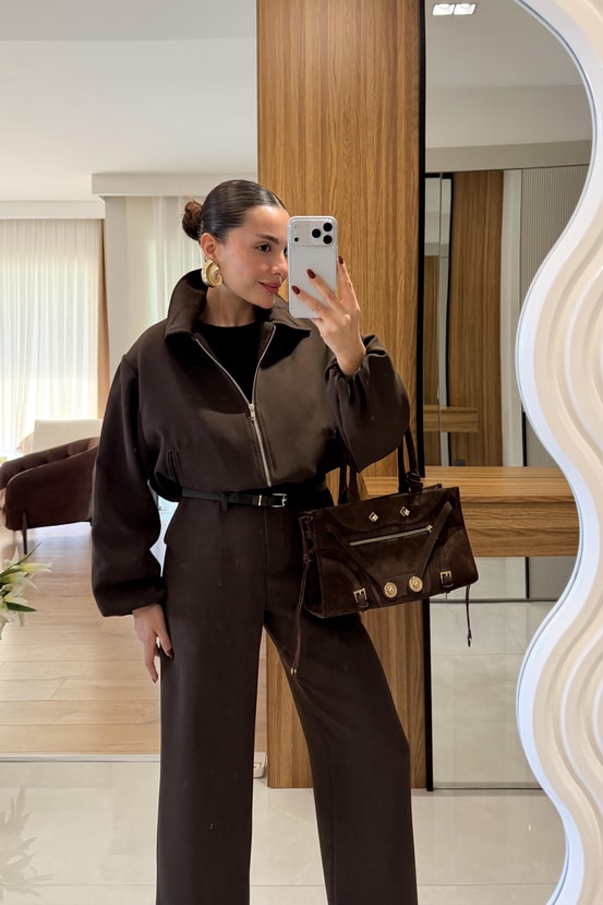 Brewa Acı Kahve Bomber Ceket Pantolon Takım