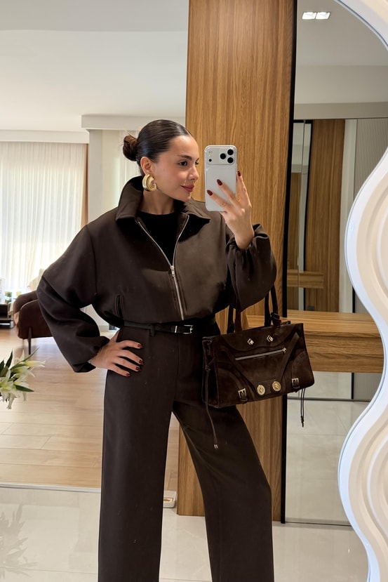 Brewa Acı Kahve Bomber Ceket Pantolon Takım