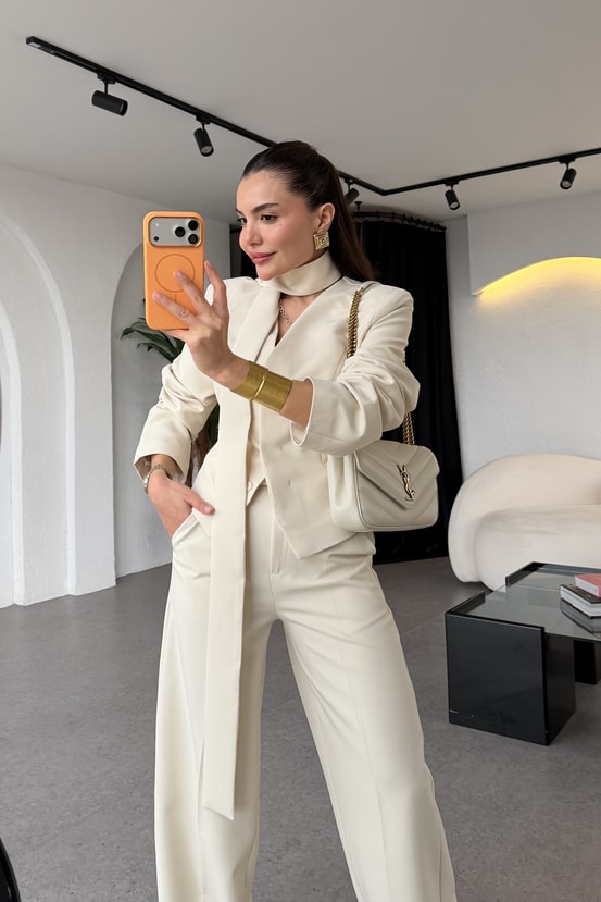 Cherva Bej Şallı Blazer Ceket