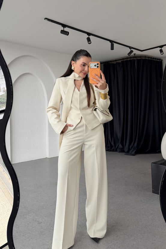 Cherva Bej Şallı Blazer Ceket
