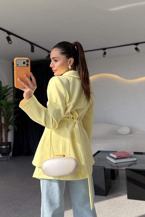 Cindy Sarı İkili Premium Blazer Ceket