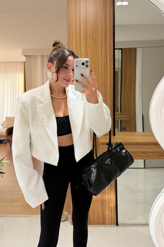 Denhaag Beyaz Premium Mini Ceket