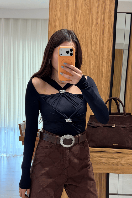 Diedre Siyah Aksesuarlı Body