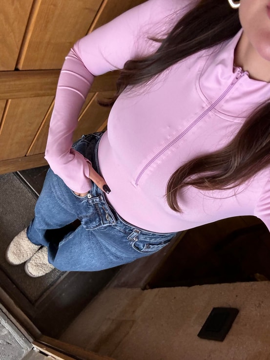 Disce Pembe Fermuarlı Bodysuit