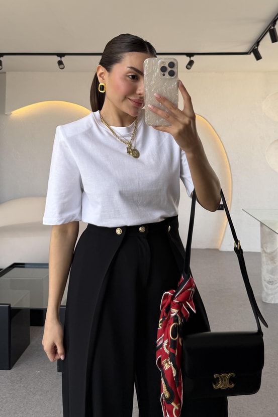 Eward Beyaz Vatkalı Tshirt 