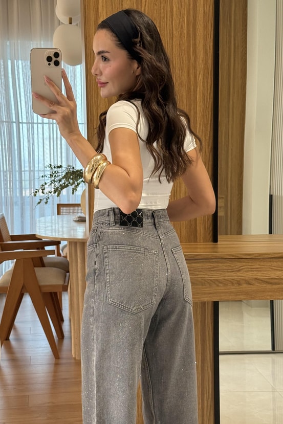 Felina Beyaz Yarım Kollu Slim Basic Crop 