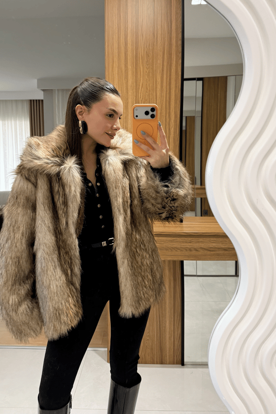 Foxe Kahve Geçişli Kürk