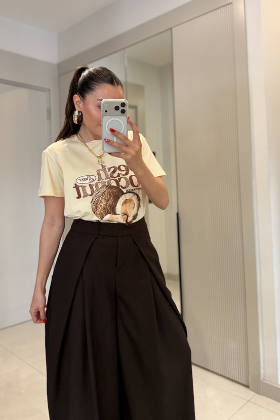 Fresh Coconut Sarı Baskılı Tshirt