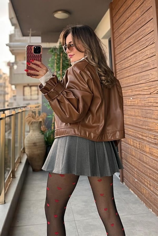 Glazia Taba Deri Ceket