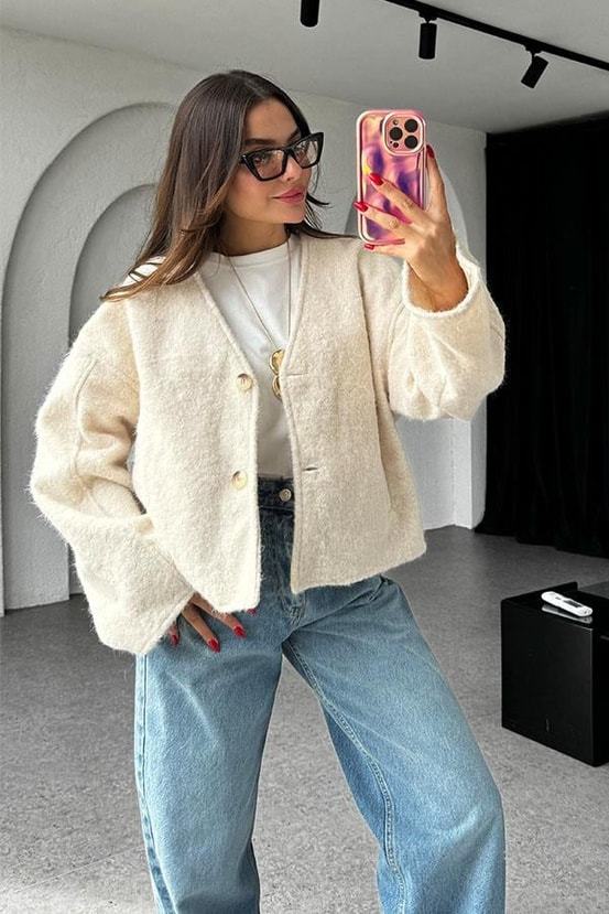 Gretchen Kırçıllı Krem Pinterest Ceket