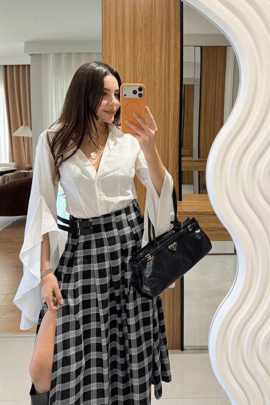 Hailey Beyaz İspanyol Kol Gömlek