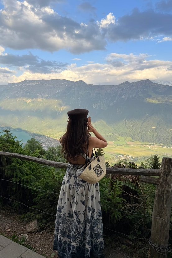 Harder Kulm Mavi Desenli Romantik Elbise