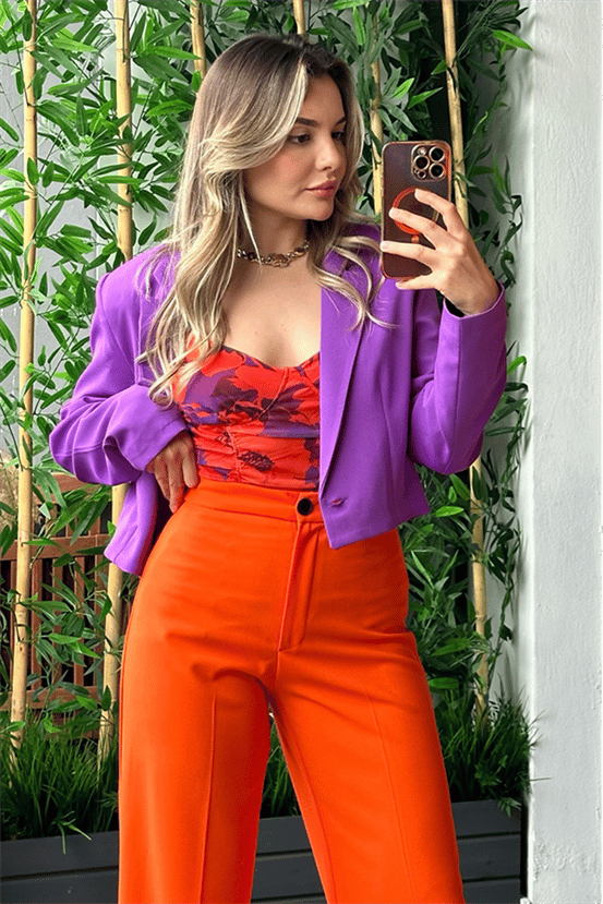 Hawaii mor mini blazer ceket