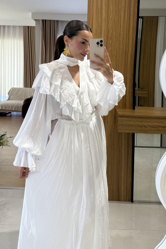 Indıla Beyaz Tasarım Model Elbise