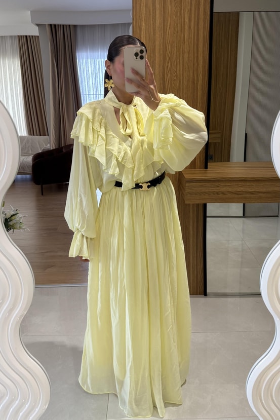 Indıla Sarı Tasarım Model Elbise