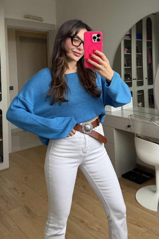 İtalian Mavi Merserize Triko