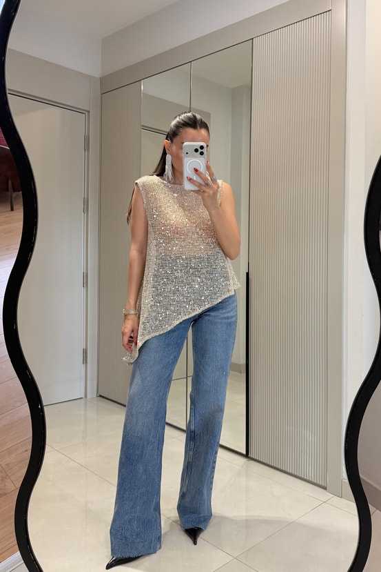 Josalia  Midblue Palazzo Yüksek Bel Jean