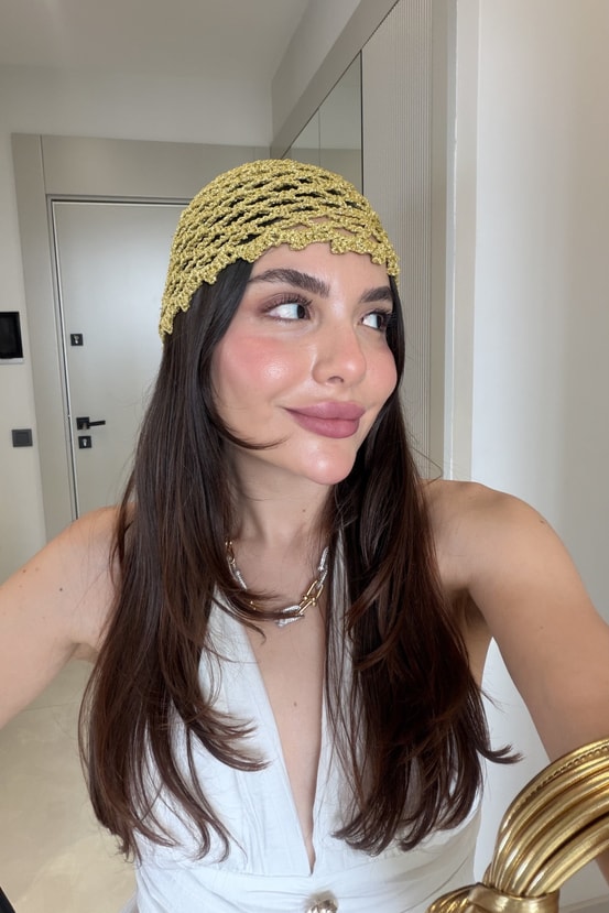 Juvia Gold Simli Örme Saç Aksesuarı