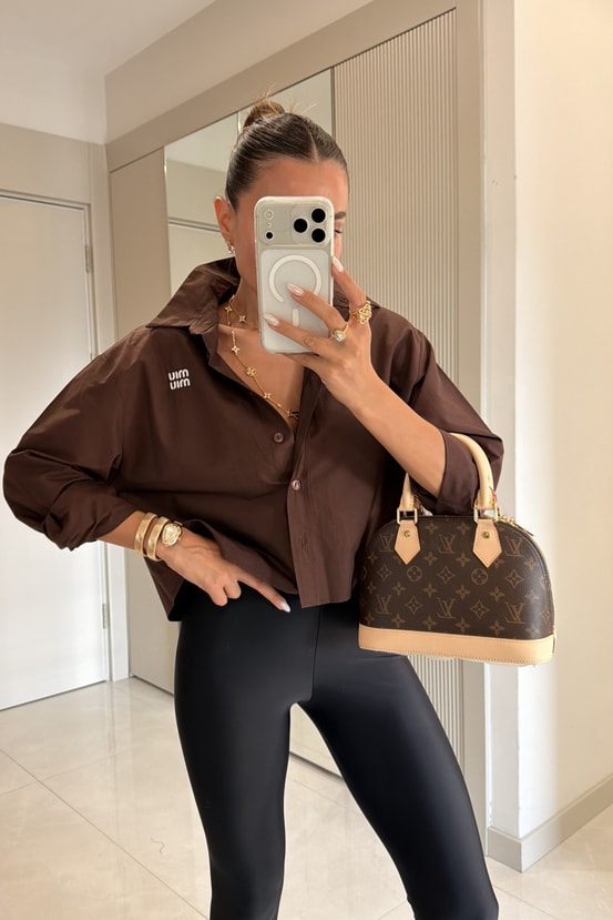 Katherina Kahve Marka Model Poplin Gömlek