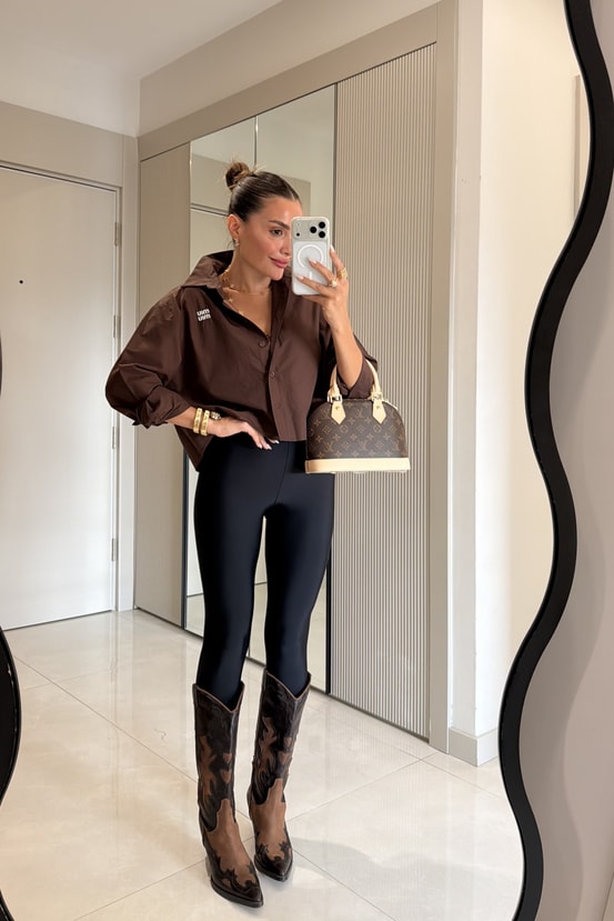 Katherina Kahve Marka Model Poplin Gömlek