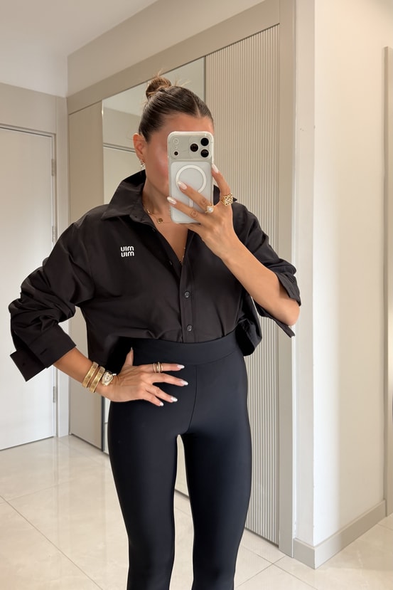 Katherina Siyah Marka Model Poplin Gömlek