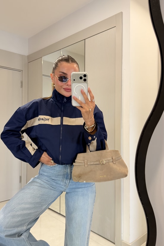 Laurent Lacivert Şerit Detaylı Marka Model Ceket