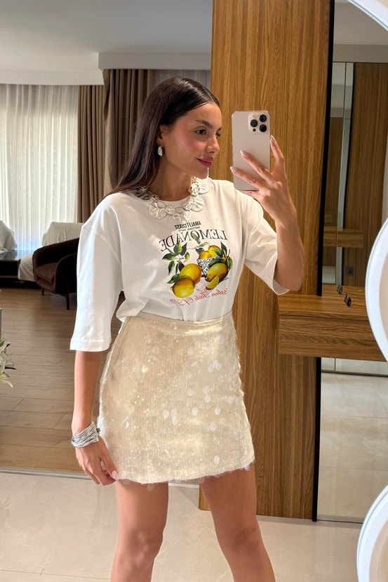 Lemonade Baskılı Beyaz Tshirt 