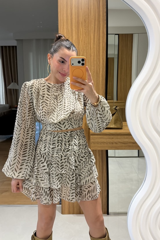 Lenox Haki Sırt Dekolteli Şifon Bluz