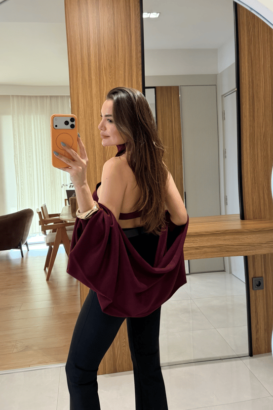 Lexus Bordo İki Parça Bolerolu Triko 