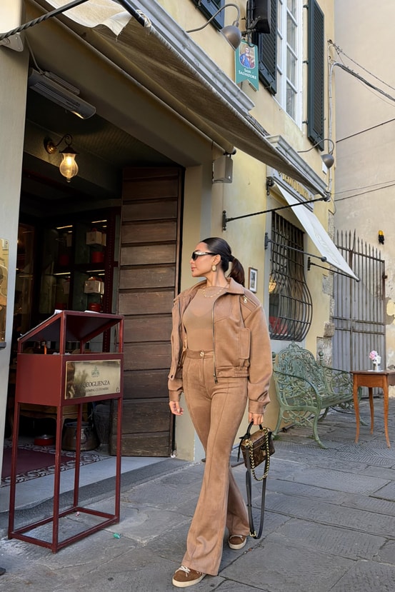Lucca Camel Süet İspanyol Pantolon