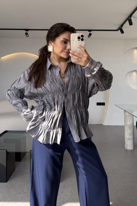 Macros Gri Gipeli Gömlek