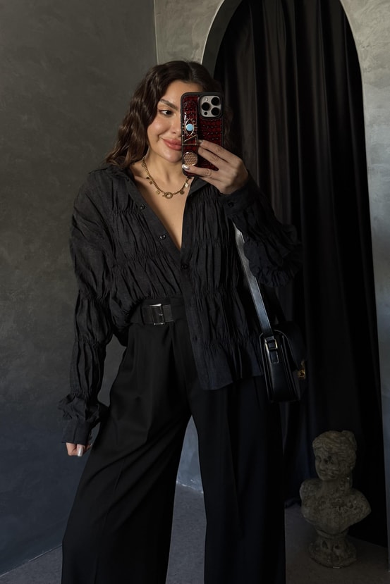 Macros Siyah Gipeli Gömlek