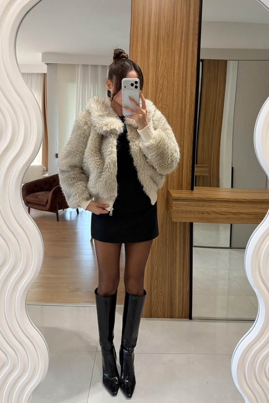 Marabelle Krem Bomber Kürk 