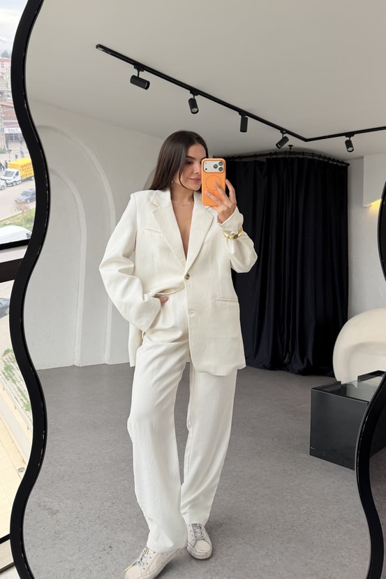 Marina Çizgili Premium Blazer Ceket