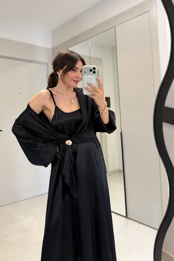 Mathilda Siyah Elbise Gömlek Takım