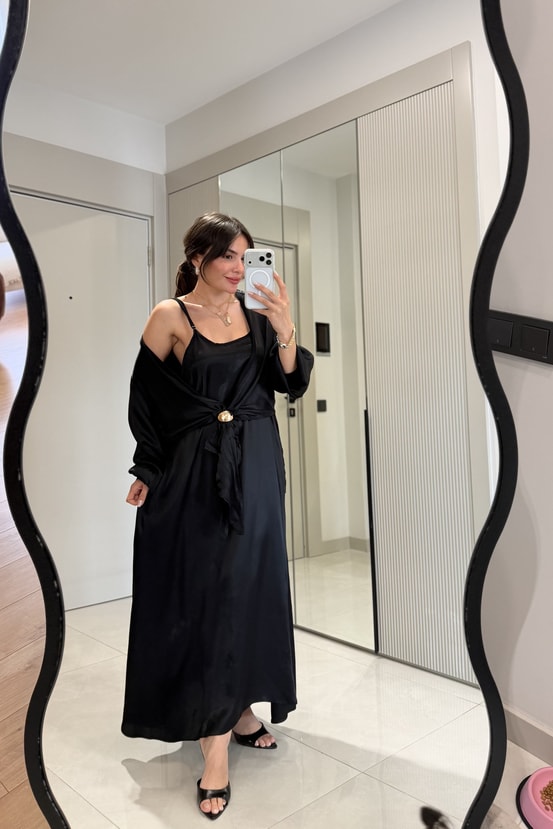 Mathilda Siyah Elbise Gömlek Takım