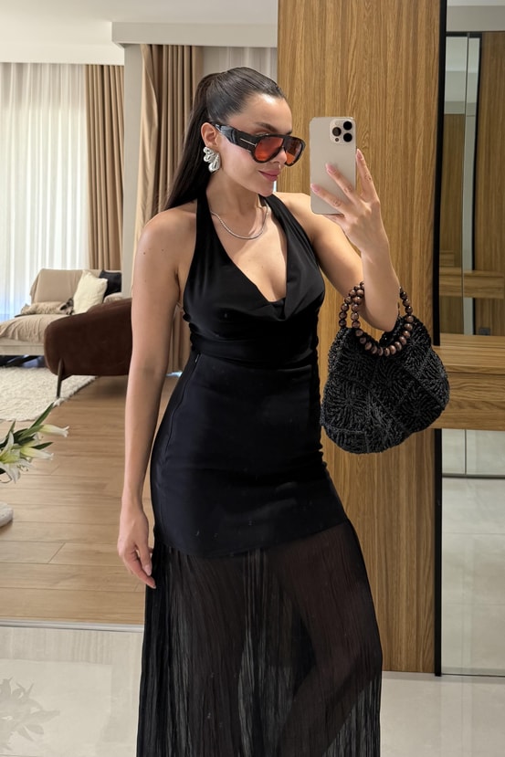 Nomax Siyah Degaje Yaka Crop