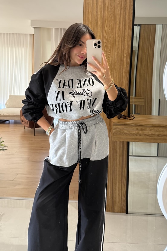 One Day Paraşüt Karışımlı Sweat