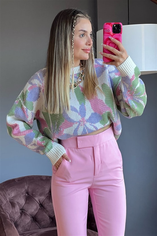Orj toz pembe havuç kesim pantolon
