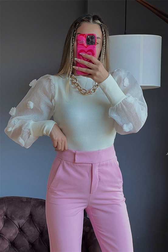 Orj toz pembe havuç kesim pantolon