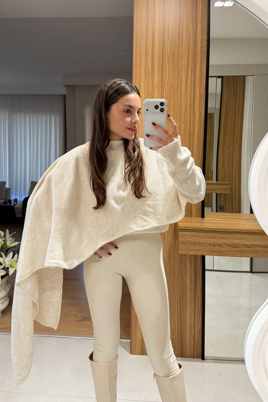 Pamela Ekru Şallı Kazak