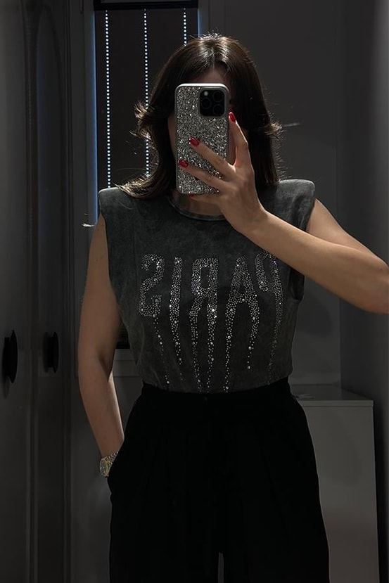 Parıs Baskılı Yıkama Tshirt