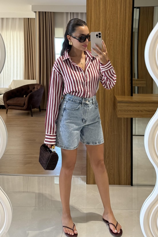 Parker Lightblue Kot Şort