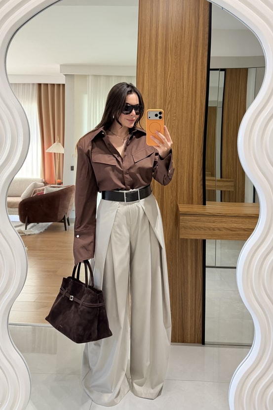 Paula Taş Pensli Palazzo Pantolon 