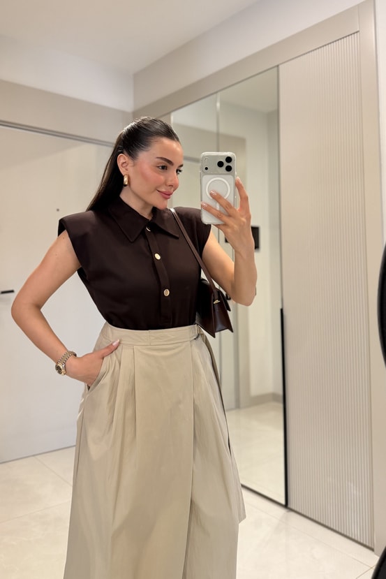 Quarce Kahve Vatkalı Bodysuit