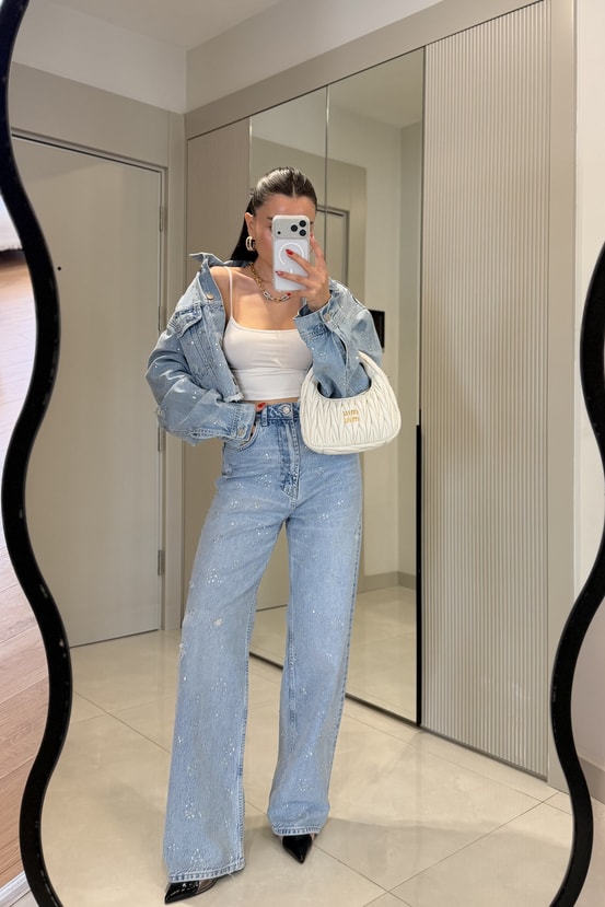Quest Lightblue Full Taşlı Denim Takım