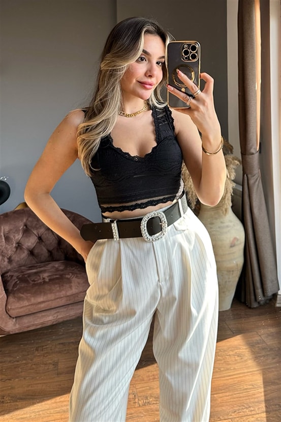 Siyah dantel bralet