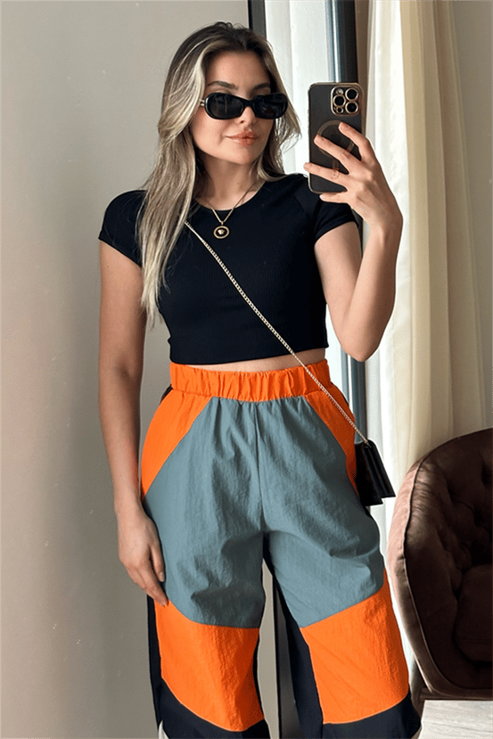 Siyah fitilli basic crop top