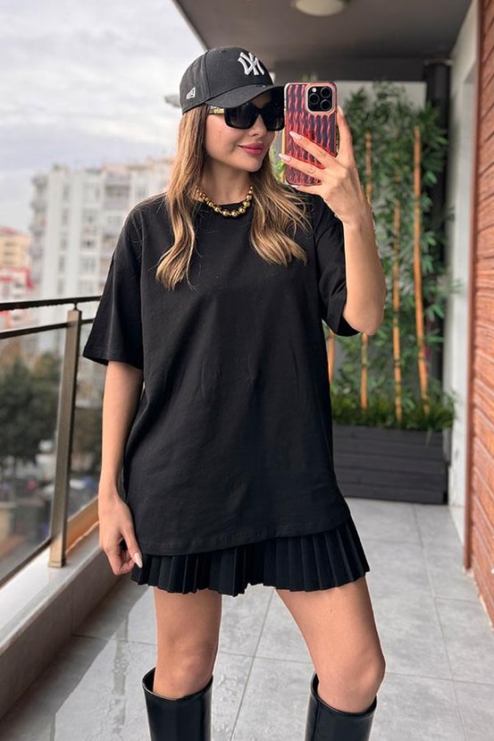 Slamm Siyah Oversize Tshirt